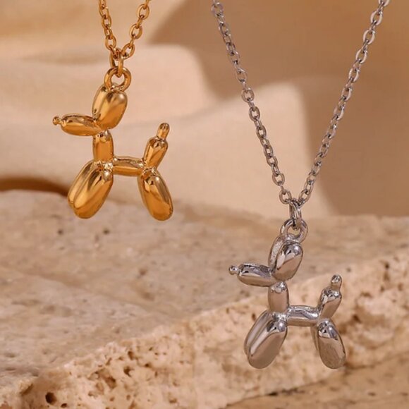 Silver Balloon Dog Pendant Necklace - Picture 3 of 5